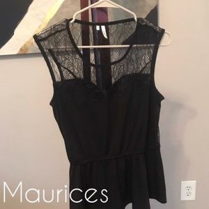 Black lacy peplum top